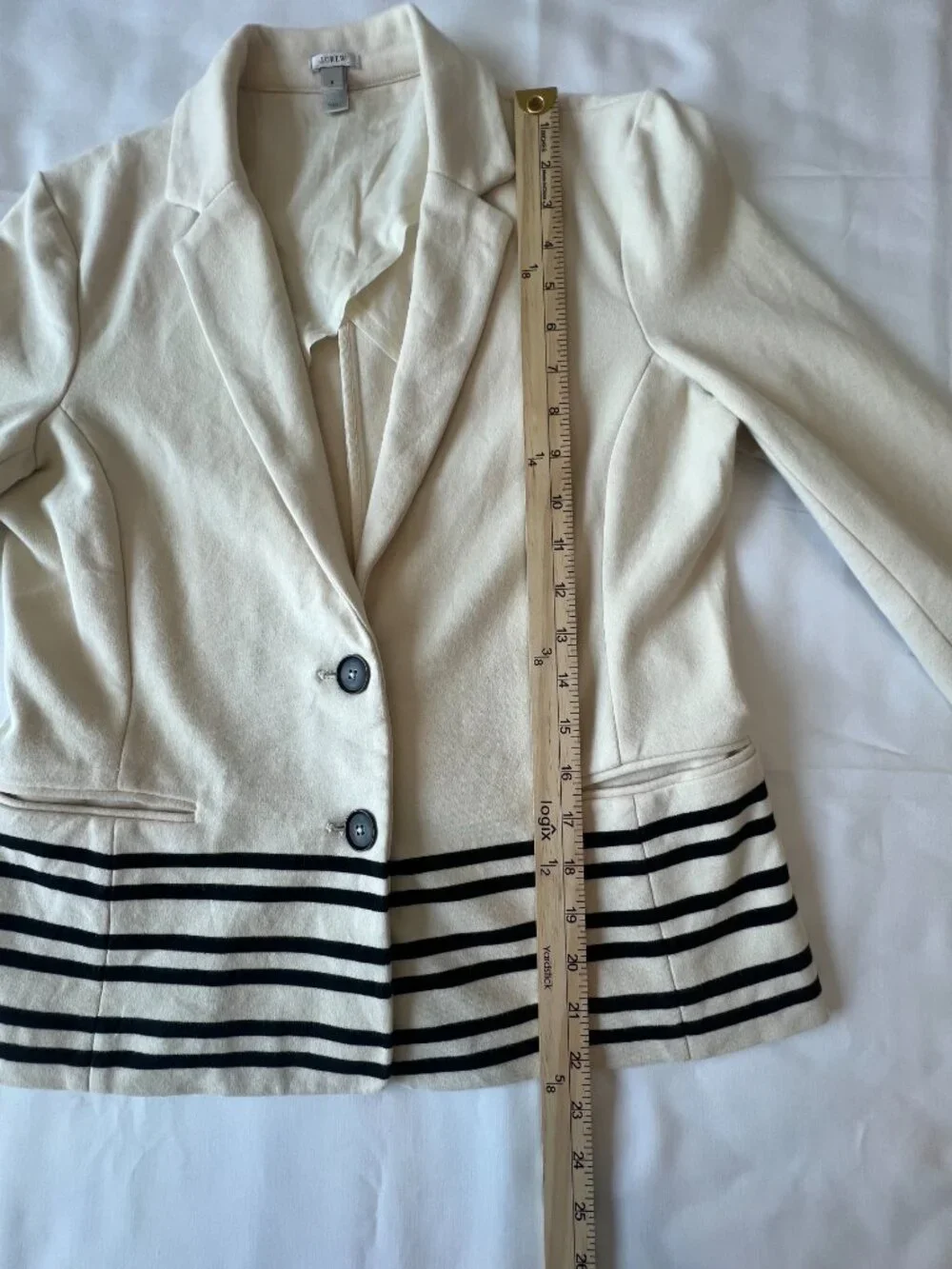 J Crew Academy Schoolboy Blazer Cream Navy Stripe Size S Jacket Nautical Preppy